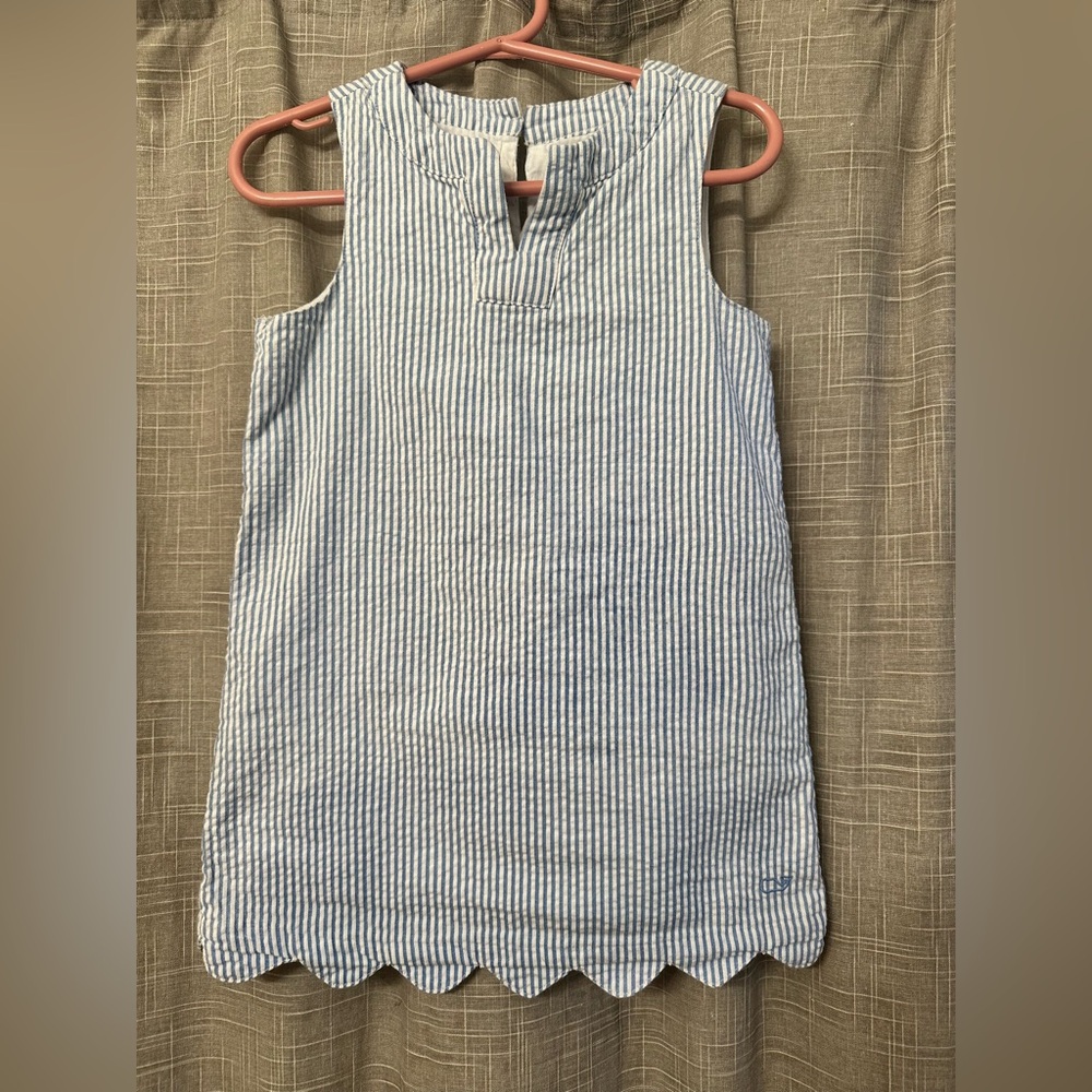 Vineyard Vines Blue and White Seersucker Striped Dress